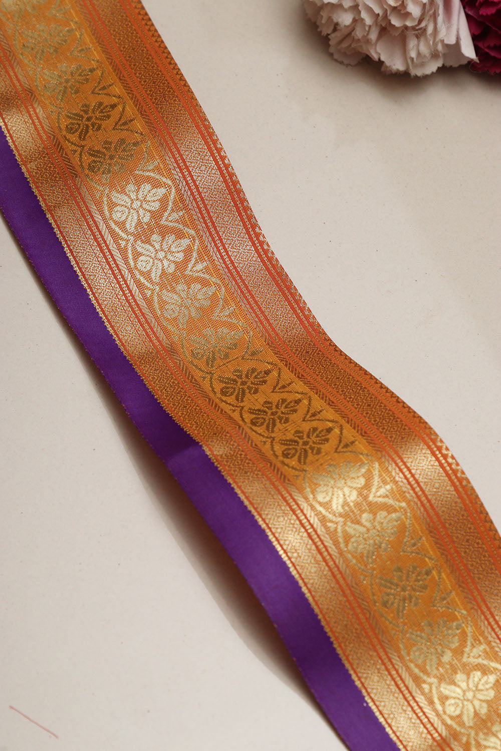 Orange Kanjeevaram Silk Lace ( 2.5 Mtr ) - Luxurion World