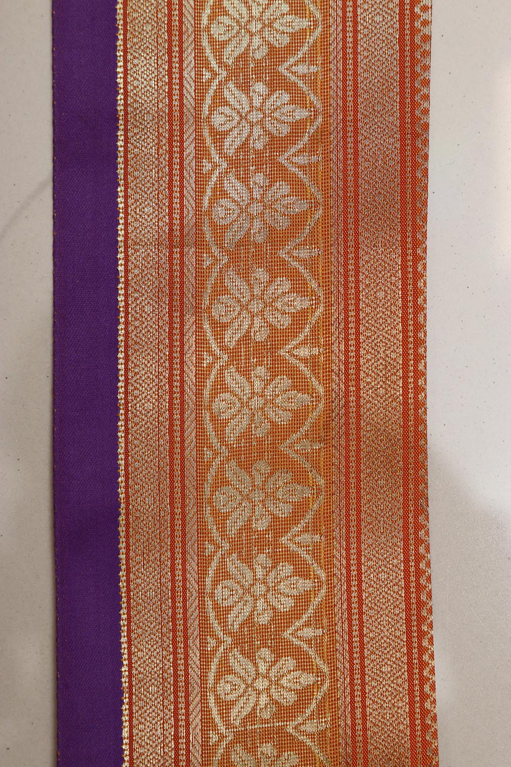 Orange Kanjeevaram Silk Lace ( 2.5 Mtr ) - Luxurion World