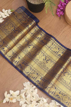 Blue Handloom Kanjeevaram Pure Silk Lace ( 9 Mtr ) - Luxurion World