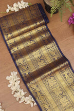 Blue Handloom Kanjeevaram Pure Silk Lace ( 9 Mtr ) - Luxurion World