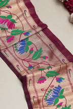 Exquisite Purple Paithani Silk Lace with Flower Motifs ( 1 Mtr ) - Luxurion World