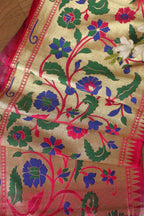 Pink Paithani Silk Flower Design Lace ( 1 Mtr ) - Luxurion World
