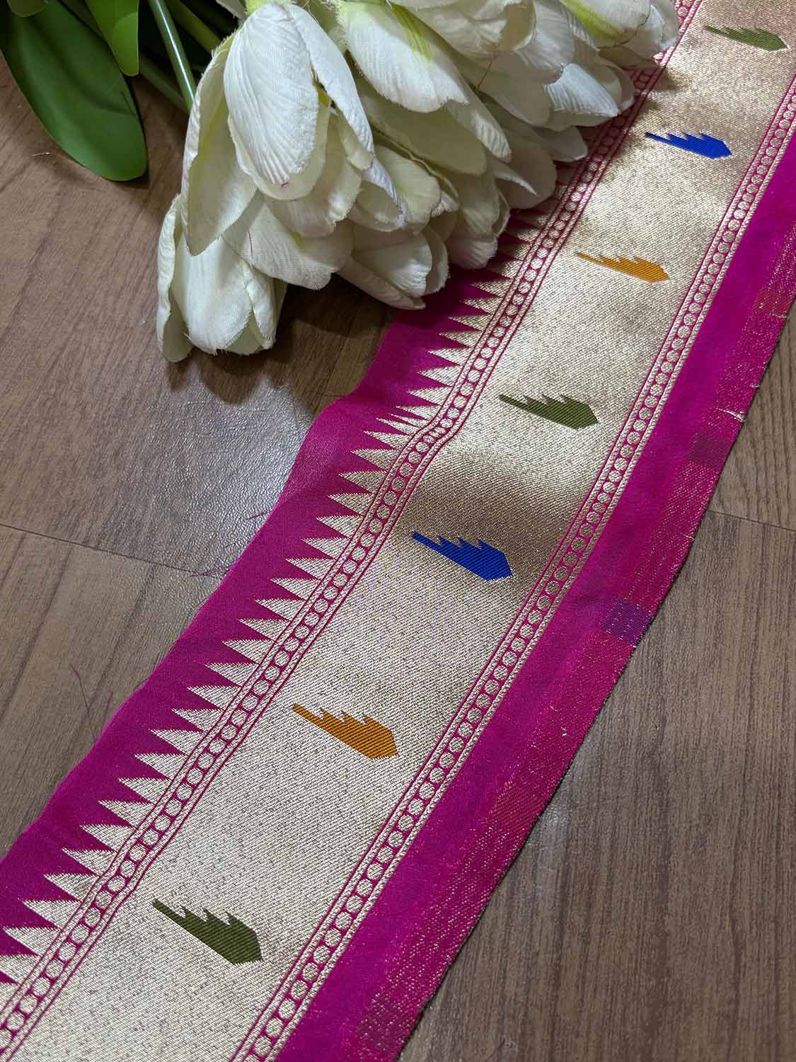 Exquisite Pink Paithani Silk Muniya Border Lace ( 1 Mtr ) - Luxurion World