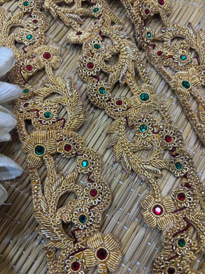 Golden Trendy Vintage Hand Work Zardozi Vintage Border ( 1 Mtr ) - Luxurion World