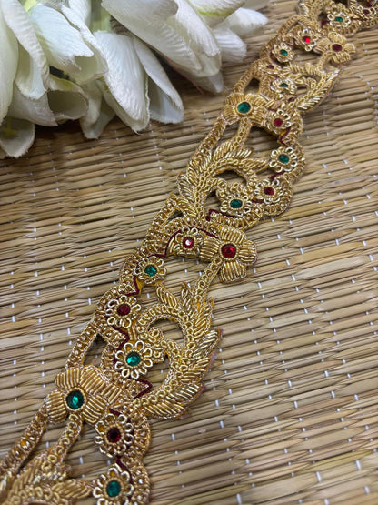Golden Trendy Vintage Hand Work Zardozi Vintage Border ( 1 Mtr ) - Luxurion World