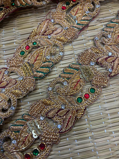 Golden Trendy Vintage Hand Work Zardozi Vintage Border ( 1 Mtr ) - Luxurion World