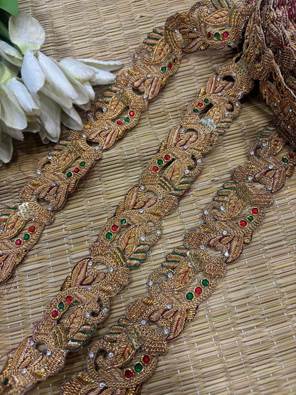 Golden Trendy Vintage Hand Work Zardozi Vintage Border ( 1 Mtr ) - Luxurion World