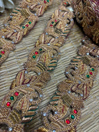 Golden Trendy Vintage Hand Work Zardozi Vintage Border ( 1 Mtr ) - Luxurion World