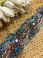 Blue Trendy Vintage Hand Work Zardozi Vintage Border ( 1 Mtr ) - Luxurion World