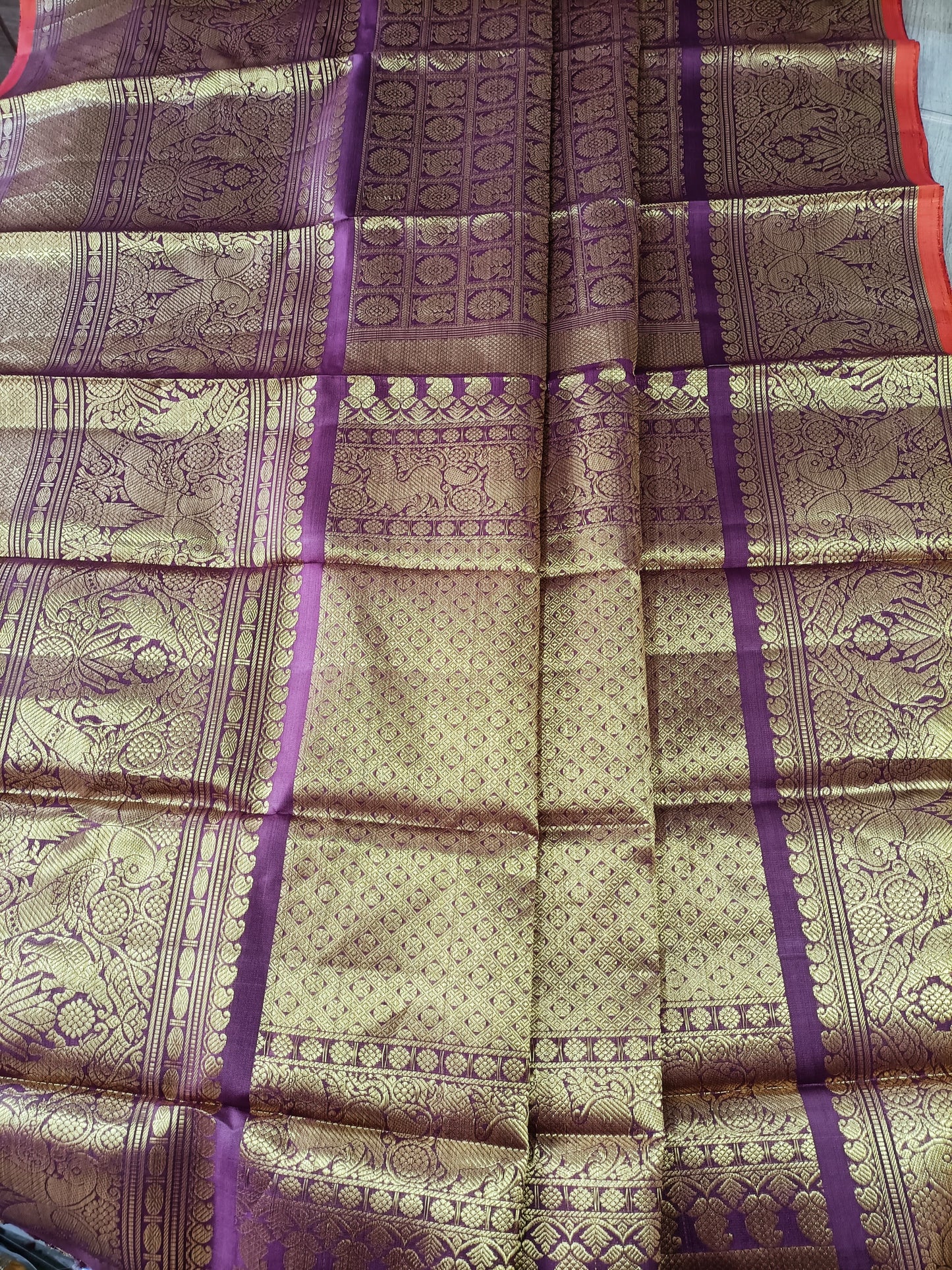 Exquisite Purple Handloom Kanjeevaram Pure Silk Peacock Design Dupatta - Luxurion World