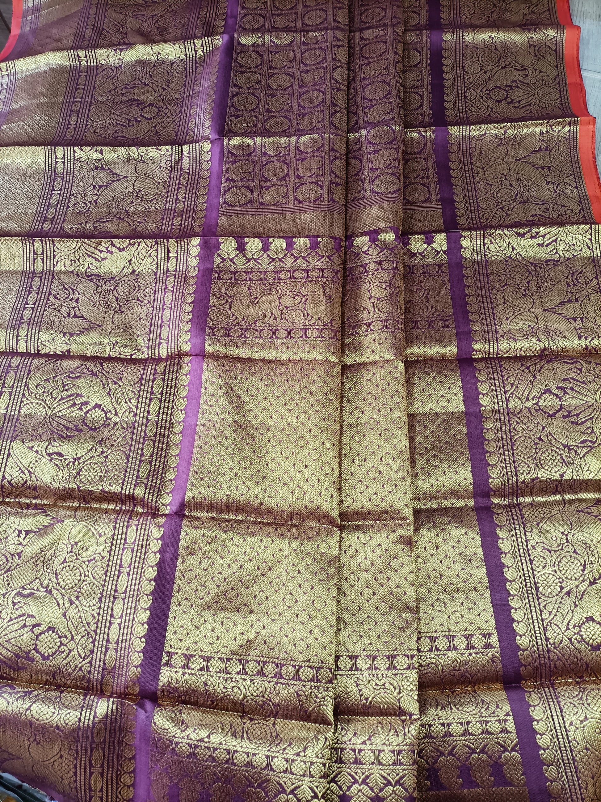 Exquisite Purple Handloom Kanjeevaram Pure Silk Peacock Design Dupatta - Luxurion World