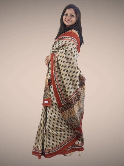 Multicolor Block Printed Chanderi Silk Saree - Perfect for Any Occasion! - Luxurion World