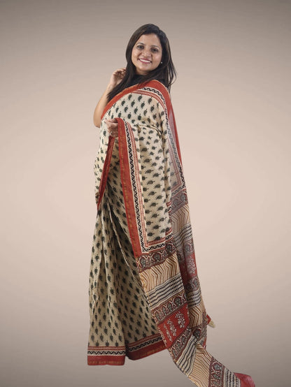 Multicolor Block Printed Chanderi Silk Saree - Perfect for Any Occasion! - Luxurion World