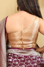 Golden Banarasi Tissue Silk Padded Blouse - Luxurion World