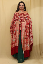 Exquisite Maroon Banarasi Bandhani Pure Georgette Meenakari Dupatta - Luxurion World