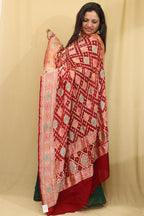 Exquisite Maroon Banarasi Bandhani Pure Georgette Meenakari Dupatta - Luxurion World