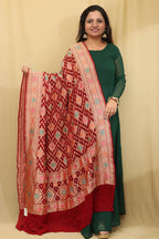Exquisite Maroon Banarasi Bandhani Pure Georgette Meenakari Dupatta - Luxurion World