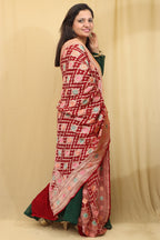 Exquisite Maroon Banarasi Bandhani Pure Georgette Meenakari Dupatta - Luxurion World