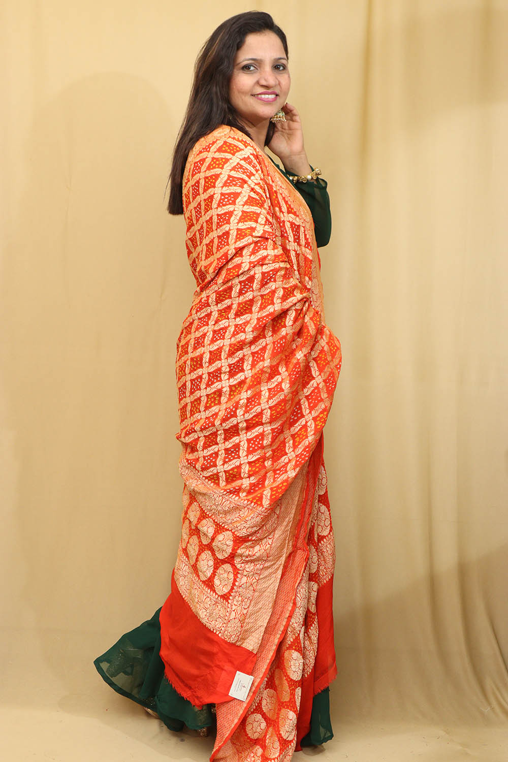 Exquisite Orange Banarasi Bandhani Pure Georgette Dupatta - Luxurion World