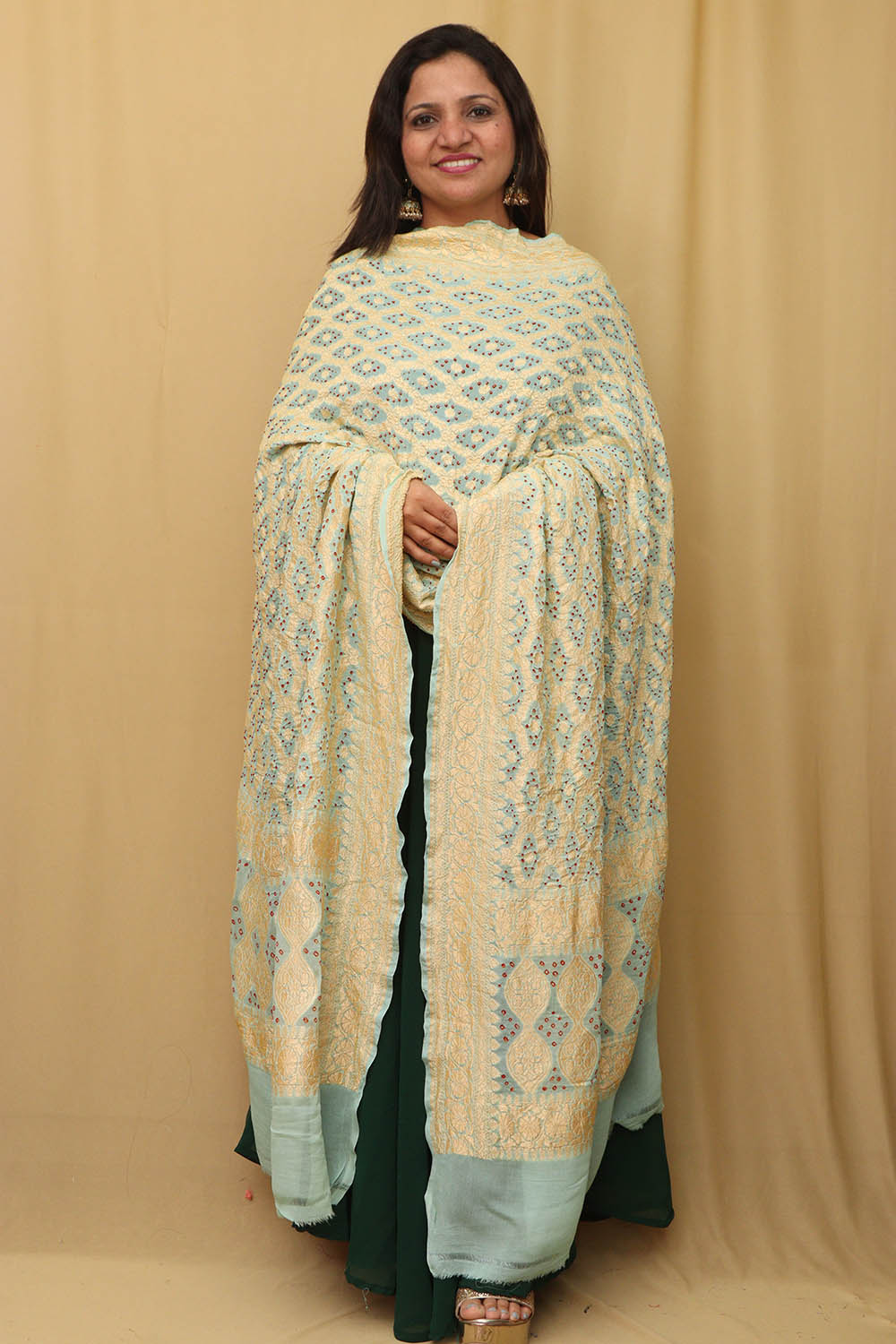 Exquisite Pastel Banarasi Bandhani Pure Georgette Dupatta - Luxurion World