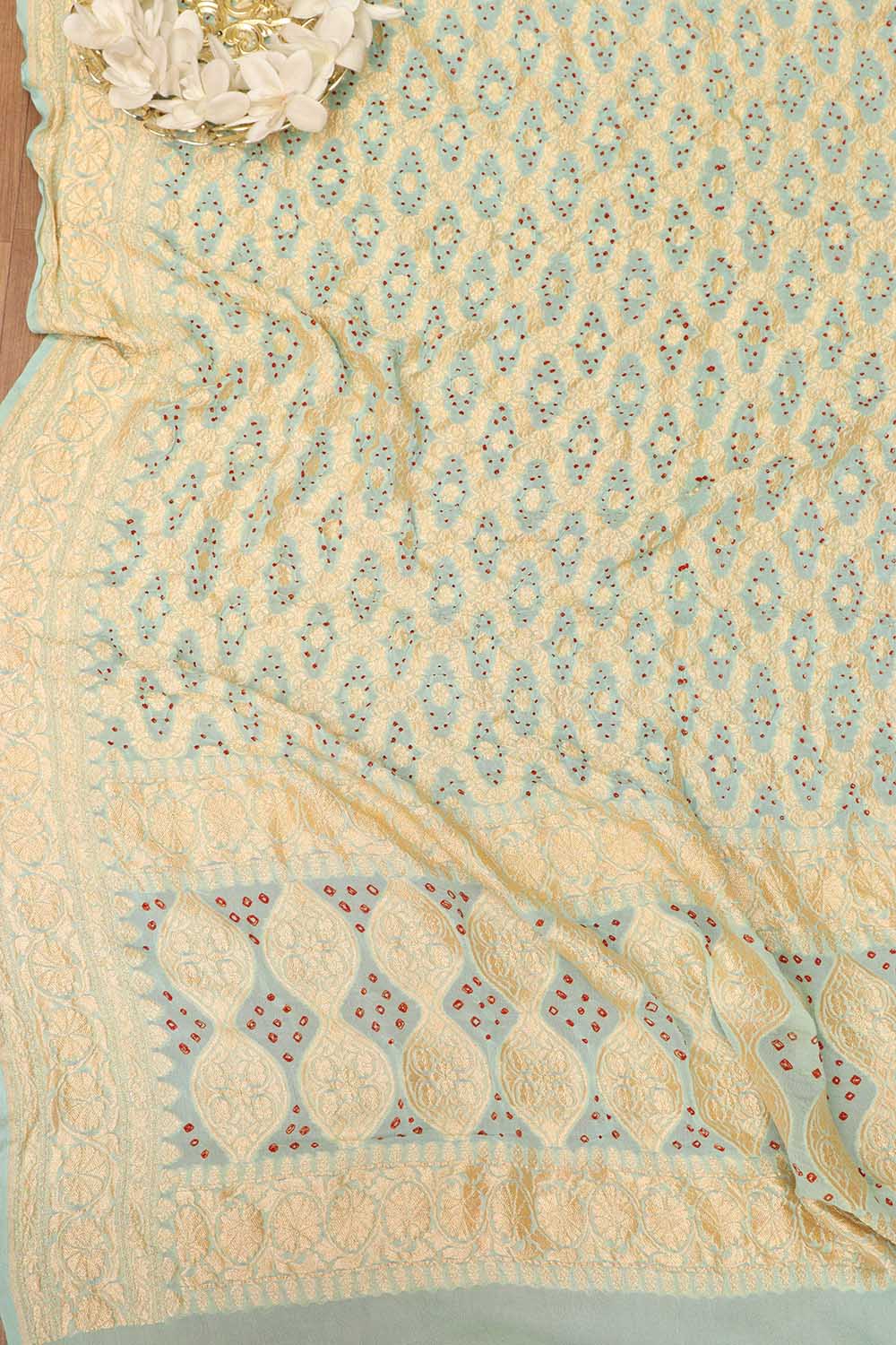 Exquisite Pastel Banarasi Bandhani Pure Georgette Dupatta - Luxurion World