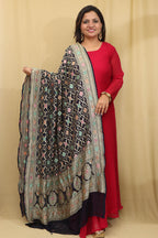 Exquisite Dark Blue Banarasi Bandhani Pure Georgette Meenakari Dupatta - Luxurion World