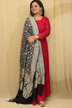 Exquisite Dark Blue Banarasi Bandhani Pure Georgette Meenakari Dupatta - Luxurion World