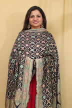 Exquisite Dark Blue Banarasi Bandhani Pure Georgette Meenakari Dupatta - Luxurion World