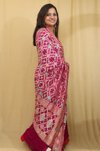 Exquisite Purple Banarasi Bandhani Pure Georgette Meenakari Dupatta - Luxurion World