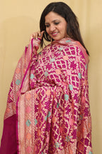 Exquisite Purple Banarasi Bandhani Pure Georgette Meenakari Dupatta - Luxurion World