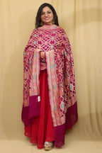 Exquisite Purple Banarasi Bandhani Pure Georgette Meenakari Dupatta - Luxurion World