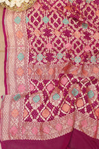 Exquisite Purple Banarasi Bandhani Pure Georgette Meenakari Dupatta - Luxurion World
