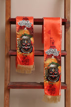 LUXURION WORLD Divine Stole/ Patka/ khesh/ Shawl/ Dupatta – Jay Shree Mahakal Stoles || Satin Silk Cloth Print Unisex God Printed Scarf for Spiritual Wear ( With Handcrafted Lace ) - Luxurion World
