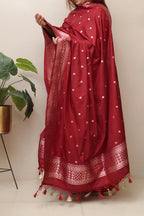 Beautiful Pink Banarasi Silk Dupatta - Luxurion World- Crafted Heirlooms