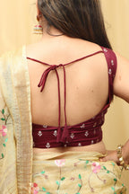 Maroon Banarasi Silk Padded Blouse - Luxurion World