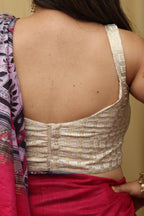 Off White Banarasi Silk Singlet Corset Padded Blouse - Luxurion World