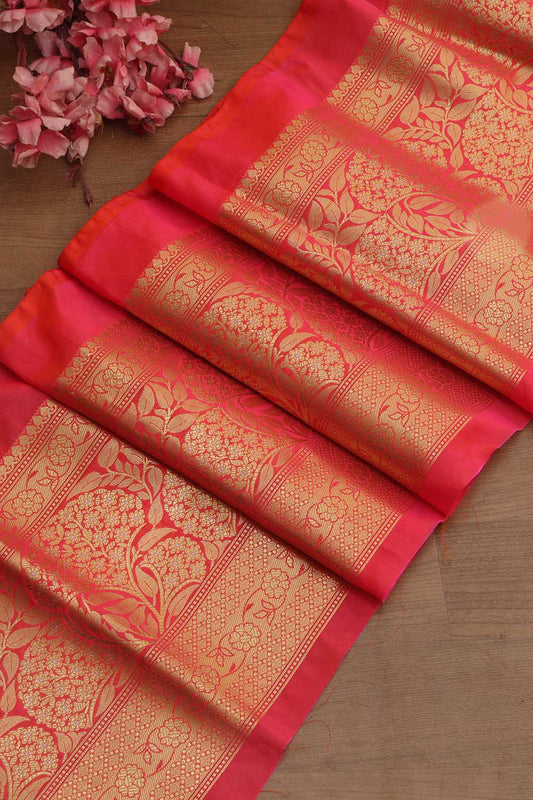 Elegant Pink Banarasi Silk Lace Saree (1 Mtr)