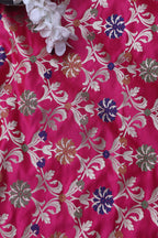 Exquisite Pink Banarasi Silk Unstitched Meenakari Lehenga Set - Luxurion World