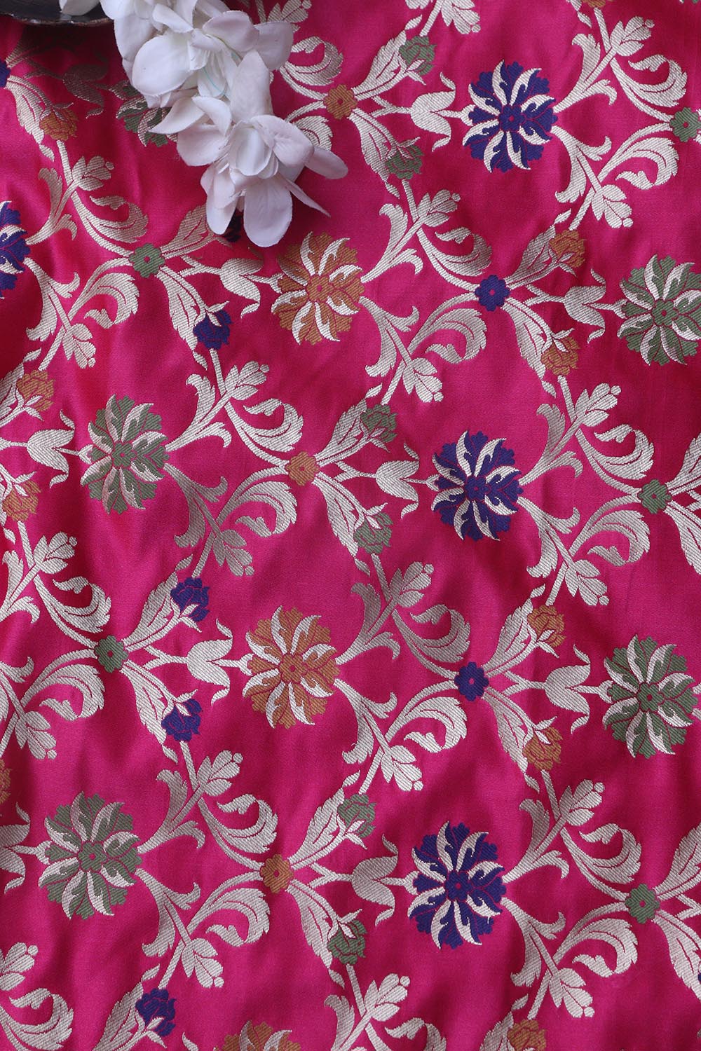 Exquisite Pink Banarasi Silk Unstitched Meenakari Lehenga Set - Luxurion World