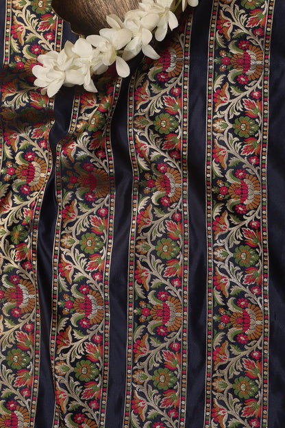 Blue Banarasi Silk Unstitched Meenakari Lehenga Set - Luxurion World