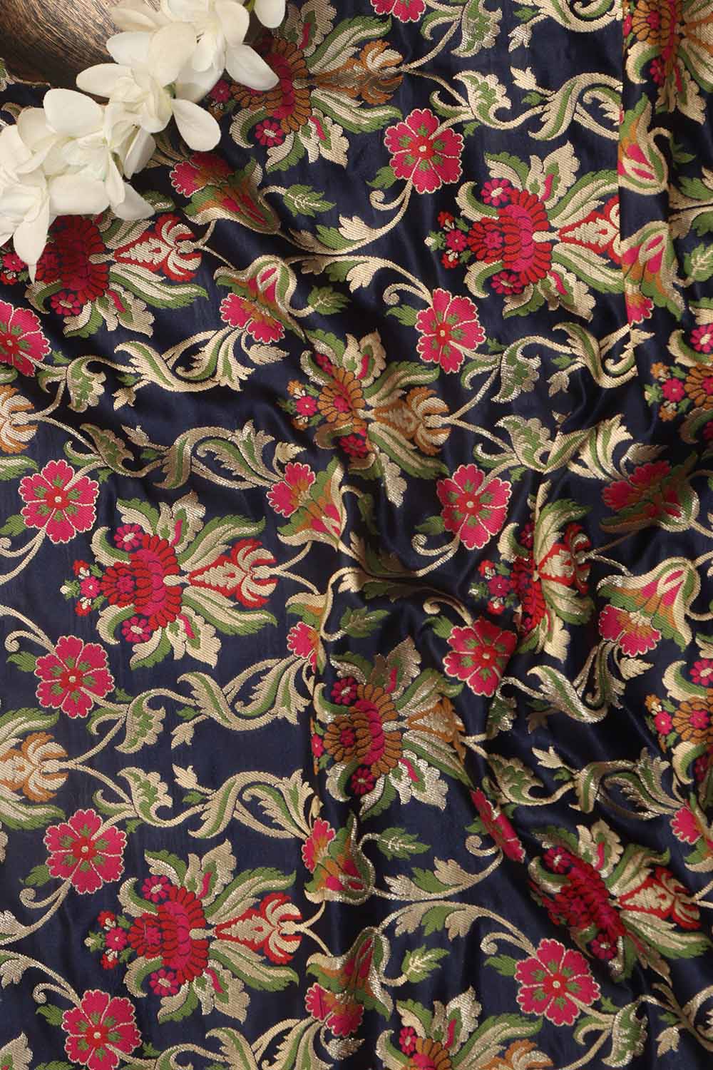 Blue Banarasi Silk Unstitched Meenakari Lehenga Set - Luxurion World