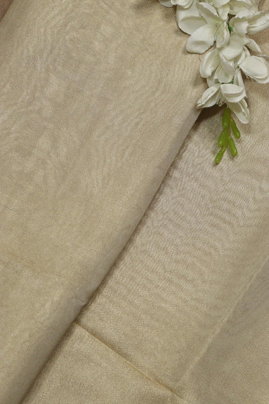 Opulent Golden Banarasi Tissue Katan Silk Fabric (0.5 Mtr) - Luxurion World