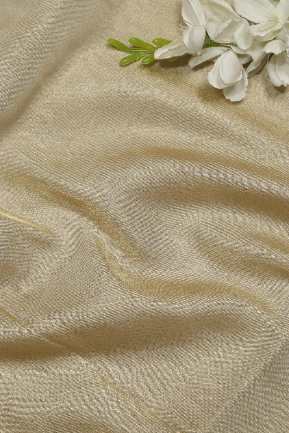 Opulent Golden Banarasi Tissue Katan Silk Fabric - Luxurion World