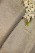 Greyish Golden Banarasi Tissue Katan Silk Fabric ( 0.75 Mtr ) - Luxurion World