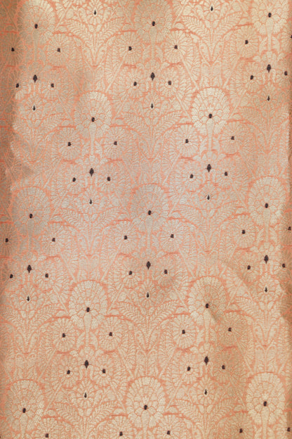 Peach Banarasi Brocade Suit With Orange Paithani Silk Flower Design Dupatta