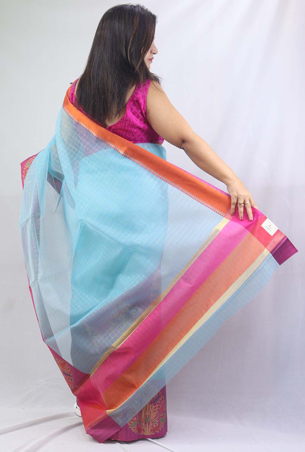 Stunning Blue Handloom Banarasi Kora Silk Saree - Perfect Ethnic Attire