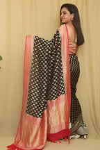 Black Handloom Banarasi Georgette Saree - Ethnic Elegance - Luxurion World