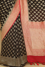Black Handloom Banarasi Georgette Saree - Ethnic Elegance - Luxurion World