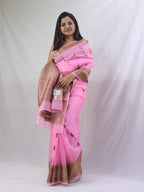 Exquisite Pink Handloom Banarasi Pure Kora Silk Saree - Perfect for Any Occasion - Luxurion World