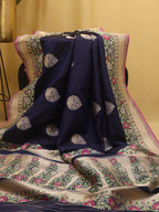 Blue Handloom Banarasi Katan Silk Meenakari Saree - Elegant and Traditional - Luxurion World